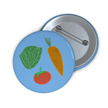 Load image into Gallery viewer, Vegetable Garden Pin Button — Tomato, Carrot & Lettuce Enamel-Style Badge