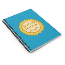 Load image into Gallery viewer, Sunshine Makes Me Happy Spiral Notebook — Bright Blue Ruled Journal