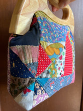 Load image into Gallery viewer, Vintage Patchwork Quilted wooden Handle Clutch bag