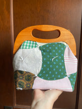 Load image into Gallery viewer, Vintage Quilt Clutch Bag with Wooden Handle Frame