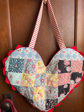 Load image into Gallery viewer, Large Vintage Quilt Tote Bag with Red Rick Rack Trim