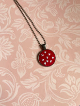 Load image into Gallery viewer, Hand Embroidered White Heart on Red Corduroy Necklace