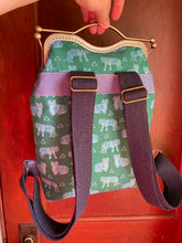 Load image into Gallery viewer, Small Backpack Clutch Bag in Blue Tiger Canvas