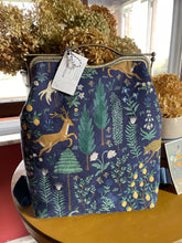 Load image into Gallery viewer, Women’s Large Navy Rifle Paper Co. Canvas Backpack Clutch Bag