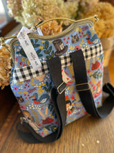 Load image into Gallery viewer, Women’s Backpack Clutch Bag in Rifle Paper Co. Wonderland Canvas