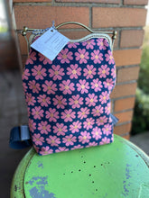 Load image into Gallery viewer, Navy + Pink Daisy Canvas Small Backpack Clutch