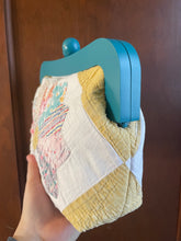 Load image into Gallery viewer, Blue Wooden Frame Vintage Quilt Clutch Bag