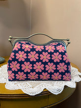 Load image into Gallery viewer, Women’s Navy/pink floral canvas Clutch Bag