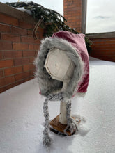 Load image into Gallery viewer, Faux Fur and Mauve corduroy pixie Hat size 3-5 years