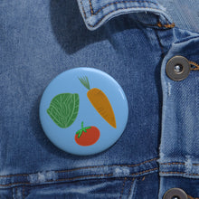 Load image into Gallery viewer, Vegetable Garden Pin Button — Tomato, Carrot &amp; Lettuce Enamel-Style Badge
