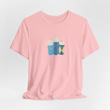 Load image into Gallery viewer, Vintage Coffee Flask Trio Graphic Tee — Minimal Blue Travel Mug Shirt
