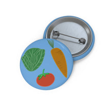 Load image into Gallery viewer, Vegetable Garden Pin Button — Tomato, Carrot &amp; Lettuce Enamel-Style Badge
