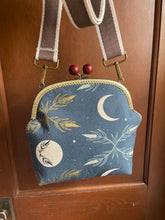 Load image into Gallery viewer, Large Crossbody Clutch Harvest Moon blue fabric
