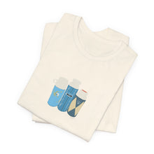 Load image into Gallery viewer, Vintage Coffee Flask Trio Graphic Tee — Minimal Blue Travel Mug Shirt
