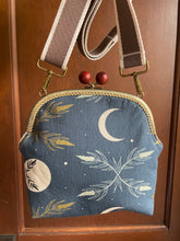Load image into Gallery viewer, Large Crossbody Clutch Harvest Moon blue fabric
