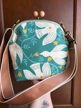 Load image into Gallery viewer, Large Crossbody Clutch Bag with Hummingbird design in Aqua

