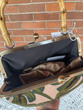 Load image into Gallery viewer, Monstera Clutch Bag with Bamboo Handle
