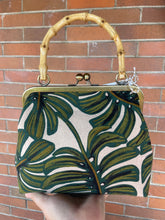 Load image into Gallery viewer, Monstera Clutch Bag with Bamboo Handle
