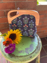 Load image into Gallery viewer, Wooden Handle Navy Floral Rifle Paper Co. Canvas Clutch
