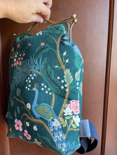 Load image into Gallery viewer, Blue Peacock Small Backpack Clutch Bag
