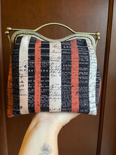 Load image into Gallery viewer, Halloween stripe canvas clutch bag with Tim Holtz fabric
