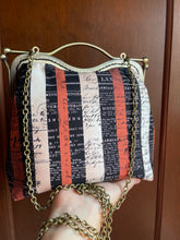 Load image into Gallery viewer, Halloween stripe canvas clutch bag with Tim Holtz fabric
