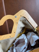 Load image into Gallery viewer, Vintage Fabric Wooden Heart Frame Clutch
