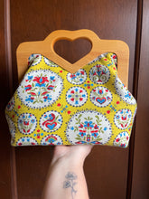 Load image into Gallery viewer, Vintage Fabric Wooden Heart Frame Clutch
