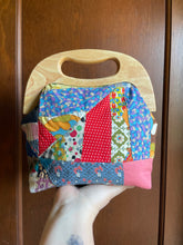 Load image into Gallery viewer, Vintage Patchwork Quilted wooden Handle Clutch bag
