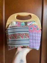 Load image into Gallery viewer, Vintage Patchwork Quilted wooden Handle Clutch bag
