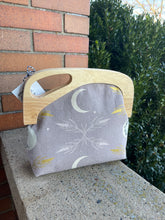 Load image into Gallery viewer, Wooden handle Retro inspired clutch bag “Harvest Moon” canvas
