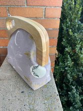 Load image into Gallery viewer, Wooden handle Retro inspired clutch bag “Harvest Moon” canvas

