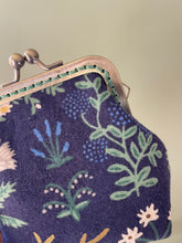 Load image into Gallery viewer, Navy and Floral Rifle Paper Co. Canvas Fabric Coin Purse
