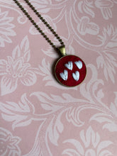 Load image into Gallery viewer, Hand Embroidered White Heart on Red Corduroy Necklace
