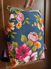 Load image into Gallery viewer, Small Navy and Floral Clutch Backpack
