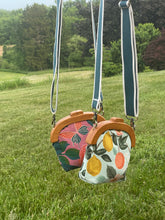 Load image into Gallery viewer, Wooden Handle floral/butterfly clutch
