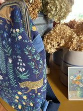 Load image into Gallery viewer, Women’s Large Navy Rifle Paper Co. Canvas Backpack Clutch Bag
