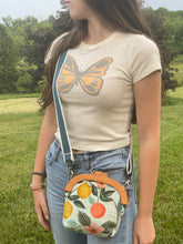 Load image into Gallery viewer, Wooden frame Retro Citrus Rifle Paper Co. Canvas Crossbody Clutch
