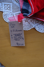 Load image into Gallery viewer, Plaid Flannel/Red upcycled Velvet 18-36 size Pixie Hat
