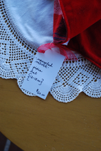 Load image into Gallery viewer, Plaid Flannel/Upcycled Red Velvet 12-18 month size Pixie Hat
