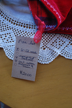 Load image into Gallery viewer, Plaid Flannel/Upcycled Red Velvet Size 6-12 month Pixie Hat

