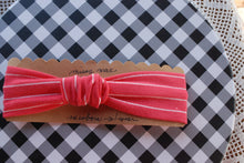 Load image into Gallery viewer, Stretch Fabric Headband Size newborn-age 1 pink stripe varieties
