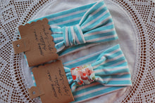 Load image into Gallery viewer, Stretch Fabric Headband size 1-3 years aqua stripe variety
