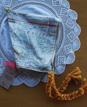 Load image into Gallery viewer, Map/Beige Flannel Size 6-12 month Pixie Hat
