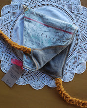 Load image into Gallery viewer, Map/Beige Flannel Size 6-12 month Pixie Hat
