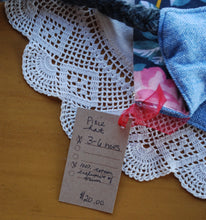 Load image into Gallery viewer, Floral Corduroy/Blue Flannel Size 3-6 month Pixie Hat
