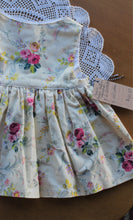 Load image into Gallery viewer, Yellow and Pink Floral Size 6-12 month Lazy Susan dress and bonnet SET
