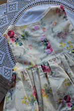 Load image into Gallery viewer, Yellow and Pink Floral Size 6-12 month Lazy Susan dress and bonnet SET
