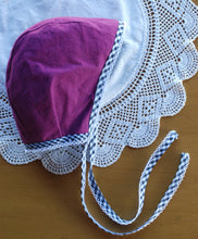 Load image into Gallery viewer, Reversible Riverstone Bonnet 12-18 month size
