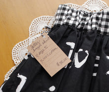 Load image into Gallery viewer, Hazel Skirt Size 5 Black and White lettering print
